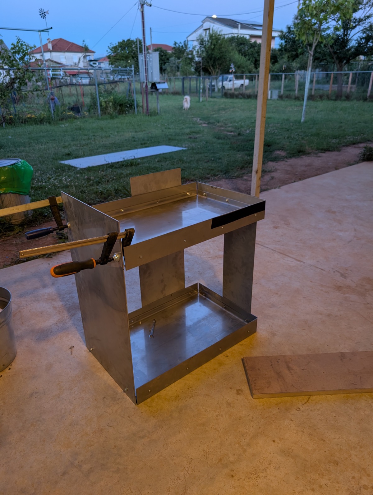 A partially assembled trolley clamped together for hole mapping